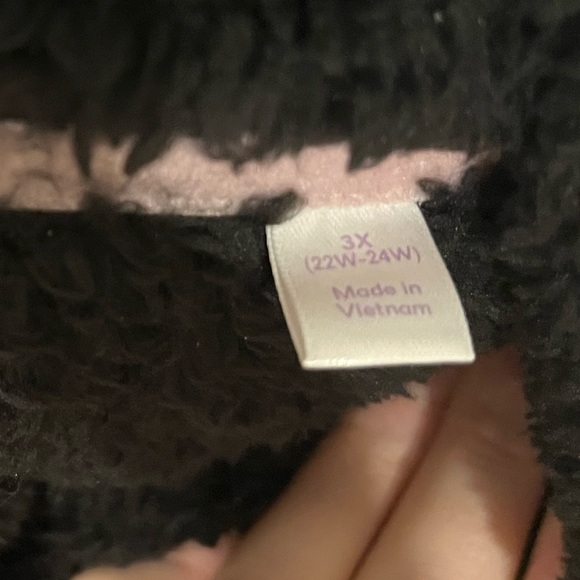 Hotspot Cozy Black Plush Lounge Dress with Drawstring Hoodie and Front Pocket 3X - Picture 4 of 5